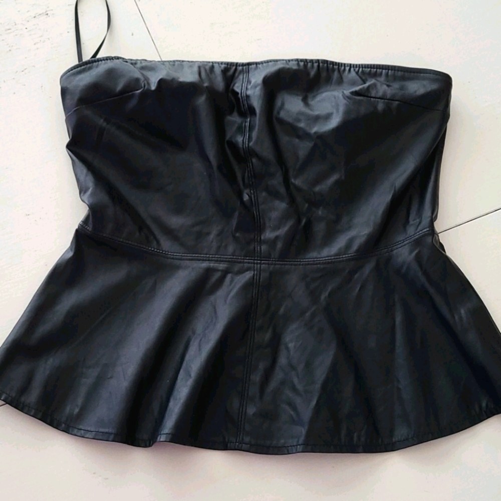 Sexy black vegan leather top